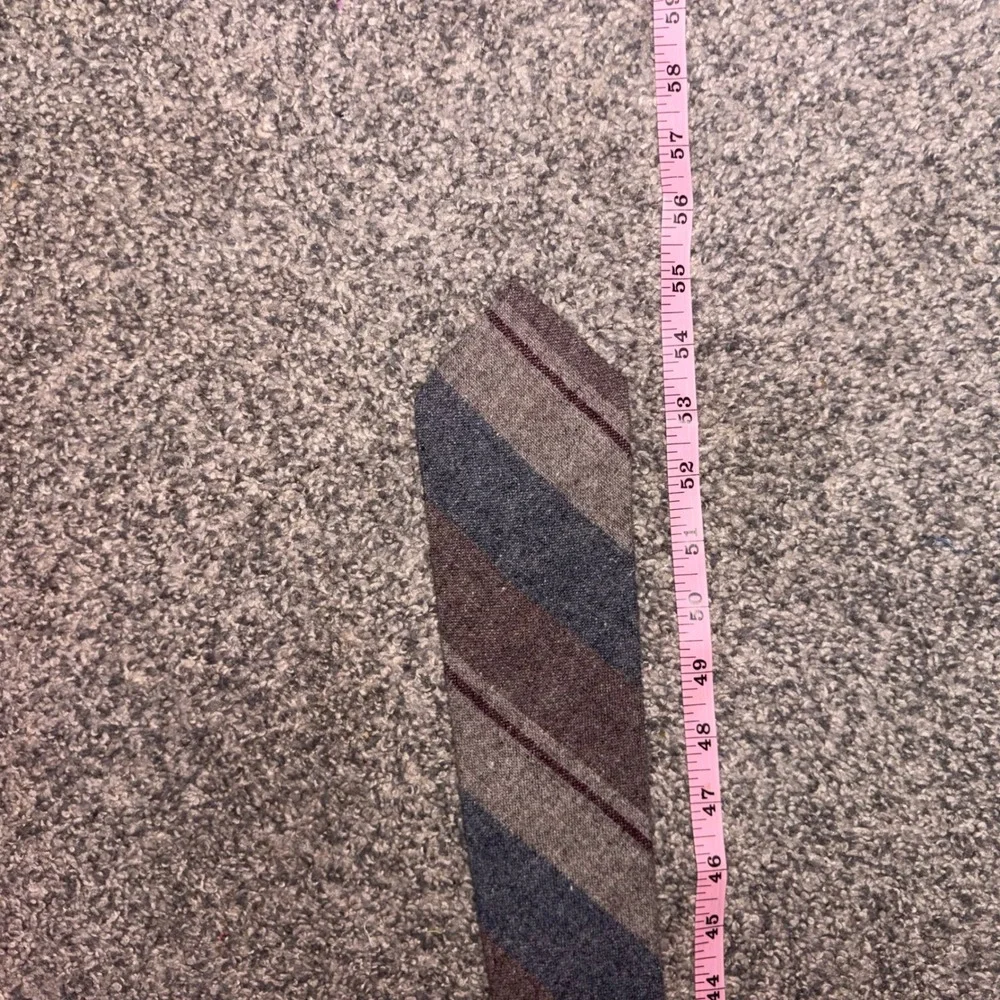 John Henry Necktie Mens OS Brown Blue Excellent Wool Blend Striped Woven England